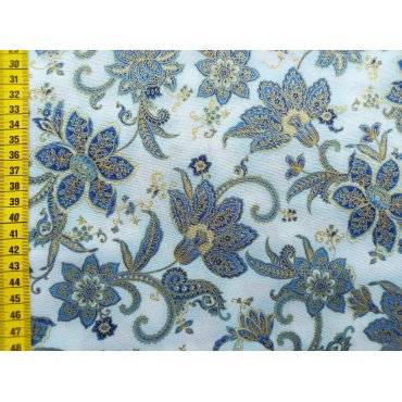 Baumwollstoff "Orientalische Blumen hellblau"