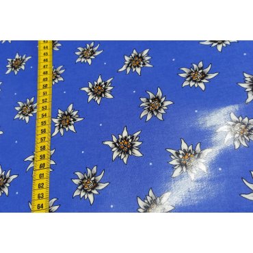 Beschichtete Baumwolle "Edelweiss auf blau 35mm"