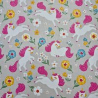 Beschichtete Baumwolle "Einhorn grau"