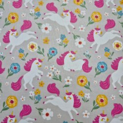 Beschichtete Baumwolle "Einhorn grau"