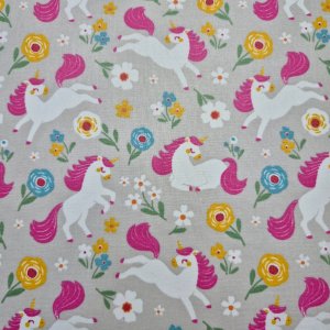 Beschichtete Baumwolle "Einhorn grau"