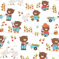 Beschichtete Baumwolle "Gärtner Bär weiss"