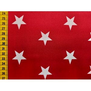 Beschichtete Baumwolle "Grosse Sterne rot/weiss 30mm"