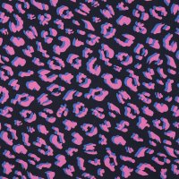 Beschichtete Baumwolle "Leopardenmuster dunkelblau/pink"