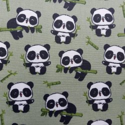 Beschichtete Baumwolle "Panda lindengrün"