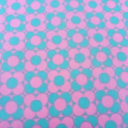 Beschichtete Baumwolle "Retro-Blumen pink/mint"