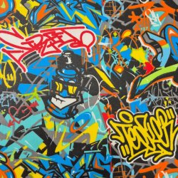 Beschichtete Baumwolle "Streetart bunt"