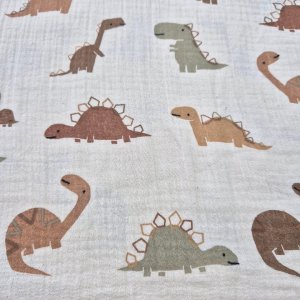 Musselin Stoff "Dinosaurier natur"