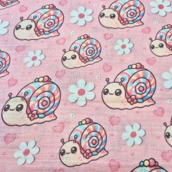 Musselin Stoff "Schnecken rosa"