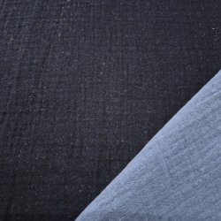 Musselin Stoff "Zweifarbig dunkelblau/hellblau"