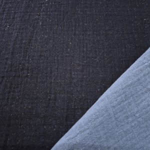 Musselin Stoff "Zweifarbig dunkelblau/hellblau"