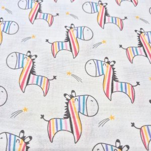 Musselin Stoff "Zebra weiss"