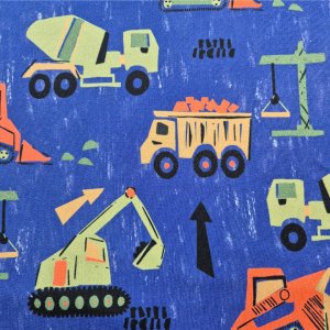 French Terry "Baufahrzeuge blau"