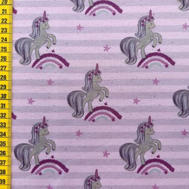 French Terry "Einhorn/Regenbogen flieder"