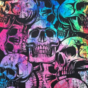 French Terry "Totenkopf bunt"