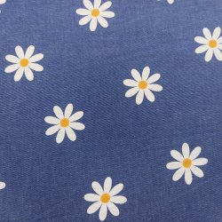 Jeans Stoff "Gänseblumen blau"