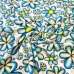 Jersey Stoff "Blumen weiss/türkis"