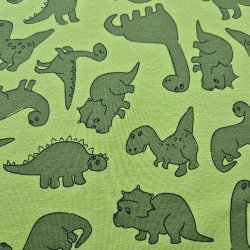 Jersey Stoff "Dinos oliv"
