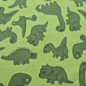 Jersey Stoff "Dinos oliv"