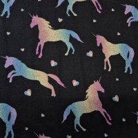 Jersey Stoff "Einhorn schwarz-leuchtend"