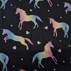 Jersey Stoff "Einhorn schwarz-leuchtend"