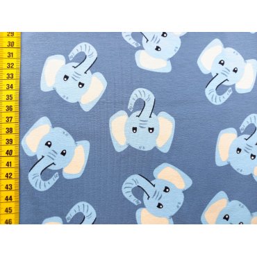 Jerseystoff "Elefantenkopf blau"