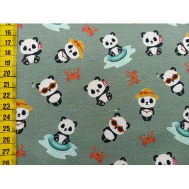 Jerseystoff "Ferien-Panda altgrün"