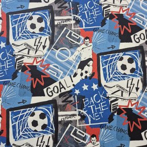 Jersey Stoff "Fussball blau"