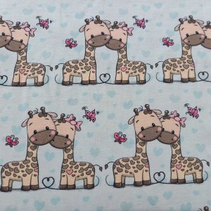 Jersey Stoff "Giraffe hellblau"