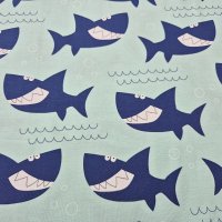 Jersey Stoff "Haifisch hellmint"