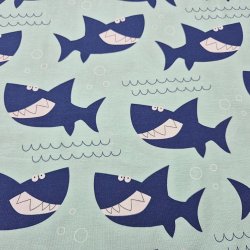 Jersey Stoff "Haifisch hellmint"