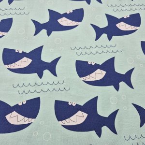 Jersey Stoff "Haifisch hellmint"