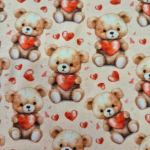 Jersey Stoff "Herzen-Teddy beige"