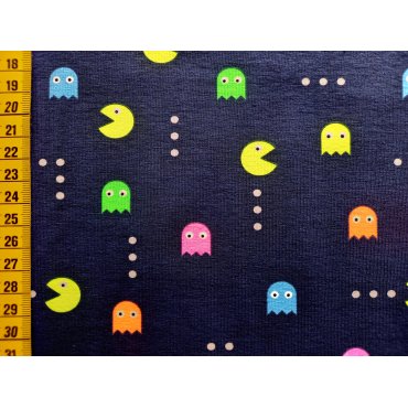Jerseystoff "PacMan dunkelblau"