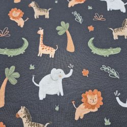 Jersey Stoff "Safaritiere antrazit"