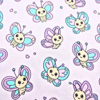 Jersey Stoff "Schmetterling rosa"