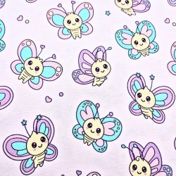 Jersey Stoff "Schmetterling rosa"
