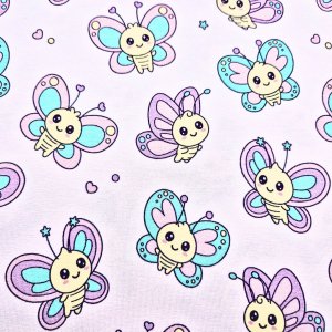 Jersey Stoff "Schmetterling rosa"