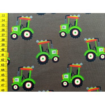 Jerseystoff "Traktor braun/grün"