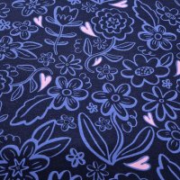 Soft Sweat Stoff "Blumen dunkelblau"