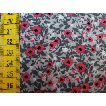 Baumwollstoff "Blühend grau/pink"