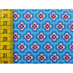 Baumwollstoff "Fabelblume blau/rot/weiss"