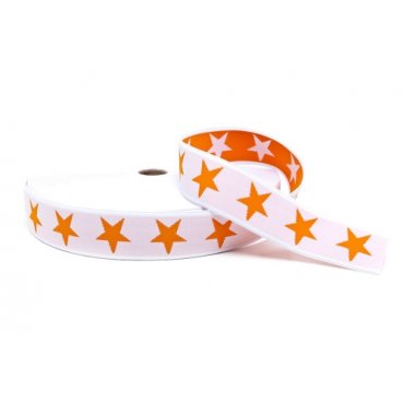 Gummiband "Sterne weiss/orange 4cm"