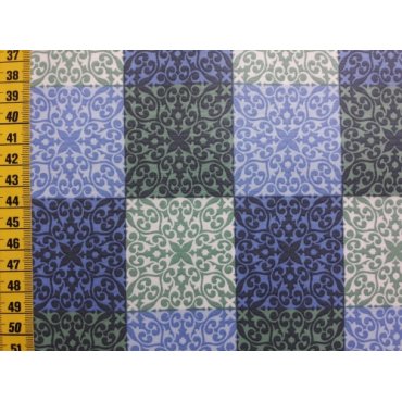 Beschichtete Baumwolle "Klaranähta Quadrat blau/grün"