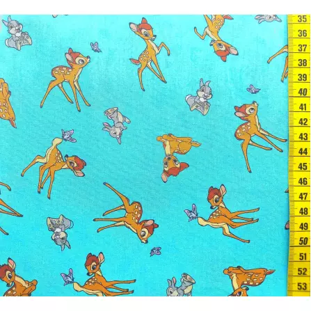 Baumwollstoff "Bambi helltürkis"