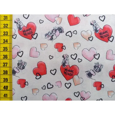 Baumwollstoff "Minnie Mouse Herz creme"