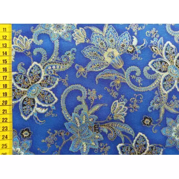 Baumwollstoff "Orientalische Blumen indigoblau"