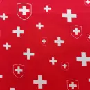 Baumwoll Stoff "Schweizer Kreuz / Wappen rot"
