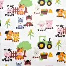 Beschichtete Baumwolle "Bauernhoftiere weiss"