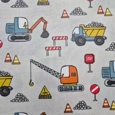 Beschichtete Baumwolle "Baustelle grau"